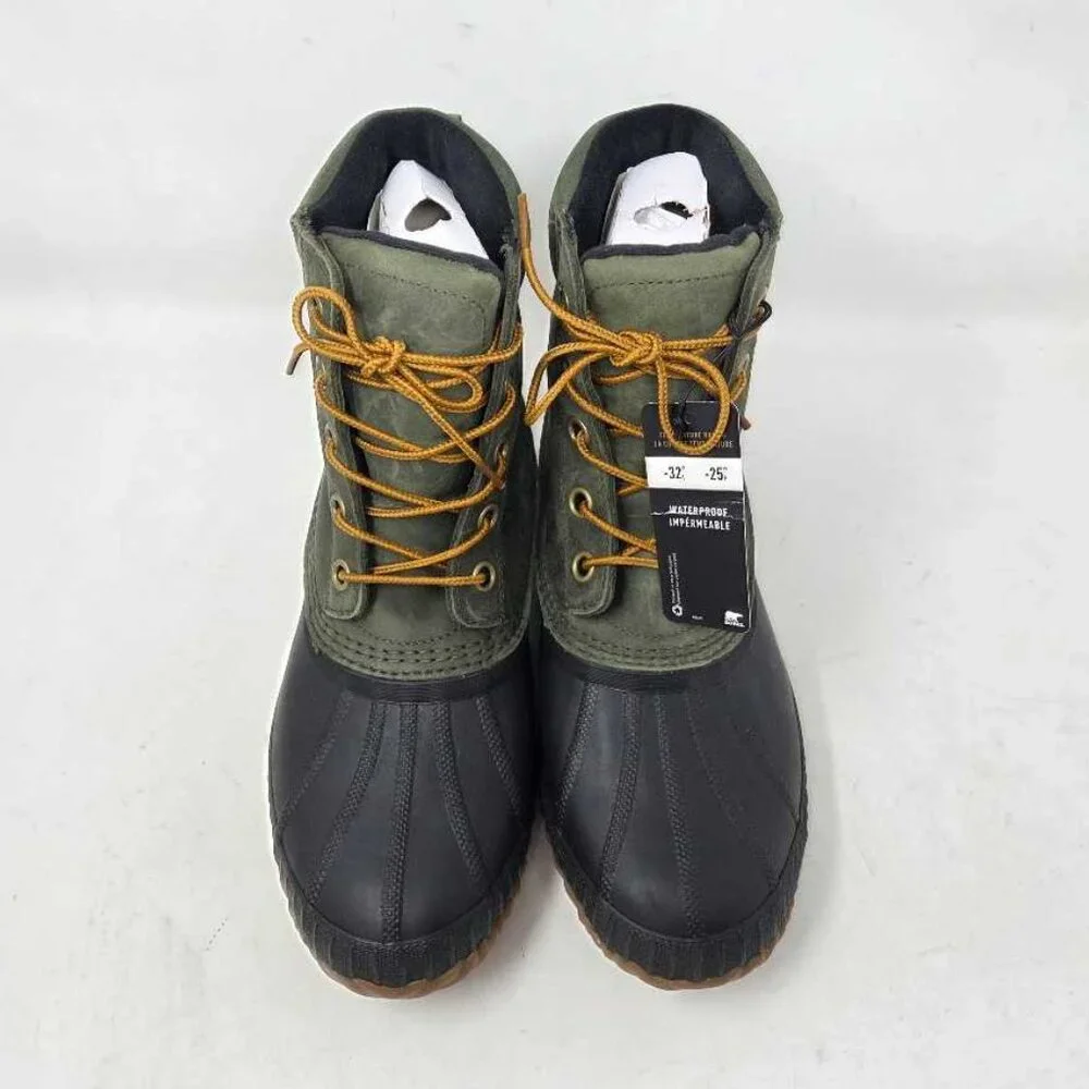 Men's 9.5 Sorel x J.Crew  Cheyanne II duck snow boots in Surplus Green